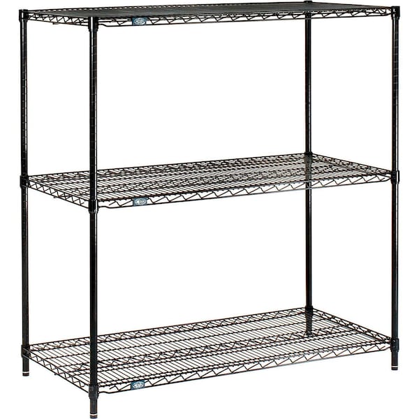 Nexel Black Epoxy, 3 Tier, Wire Shelving Starter Unit, 60W x 24D x 34H 24603B3 - main